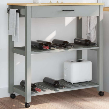 Kitchen Trolley MONZA Solid Pine Wood Grey 84 x 40 x 88.5 cm