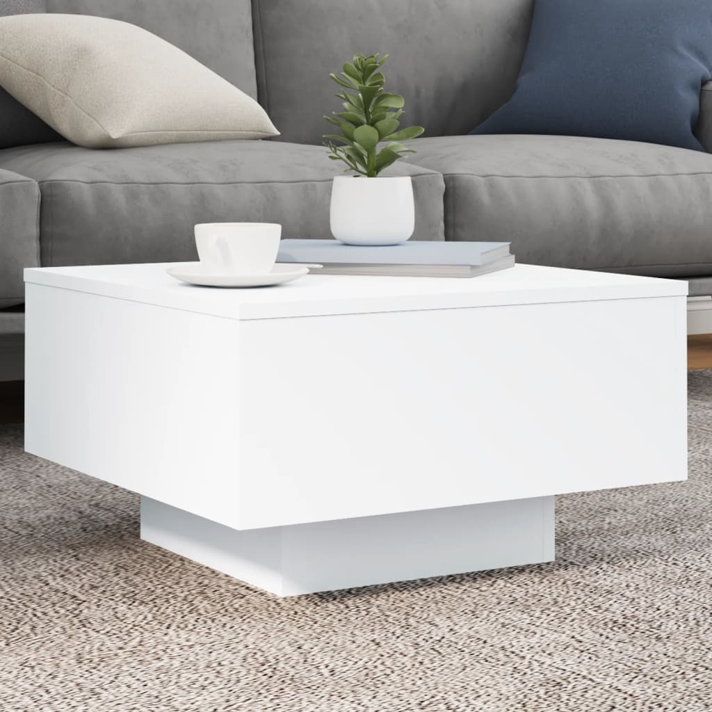 Coffee Table Engineered Wood Depth 55 cm White 55 cm