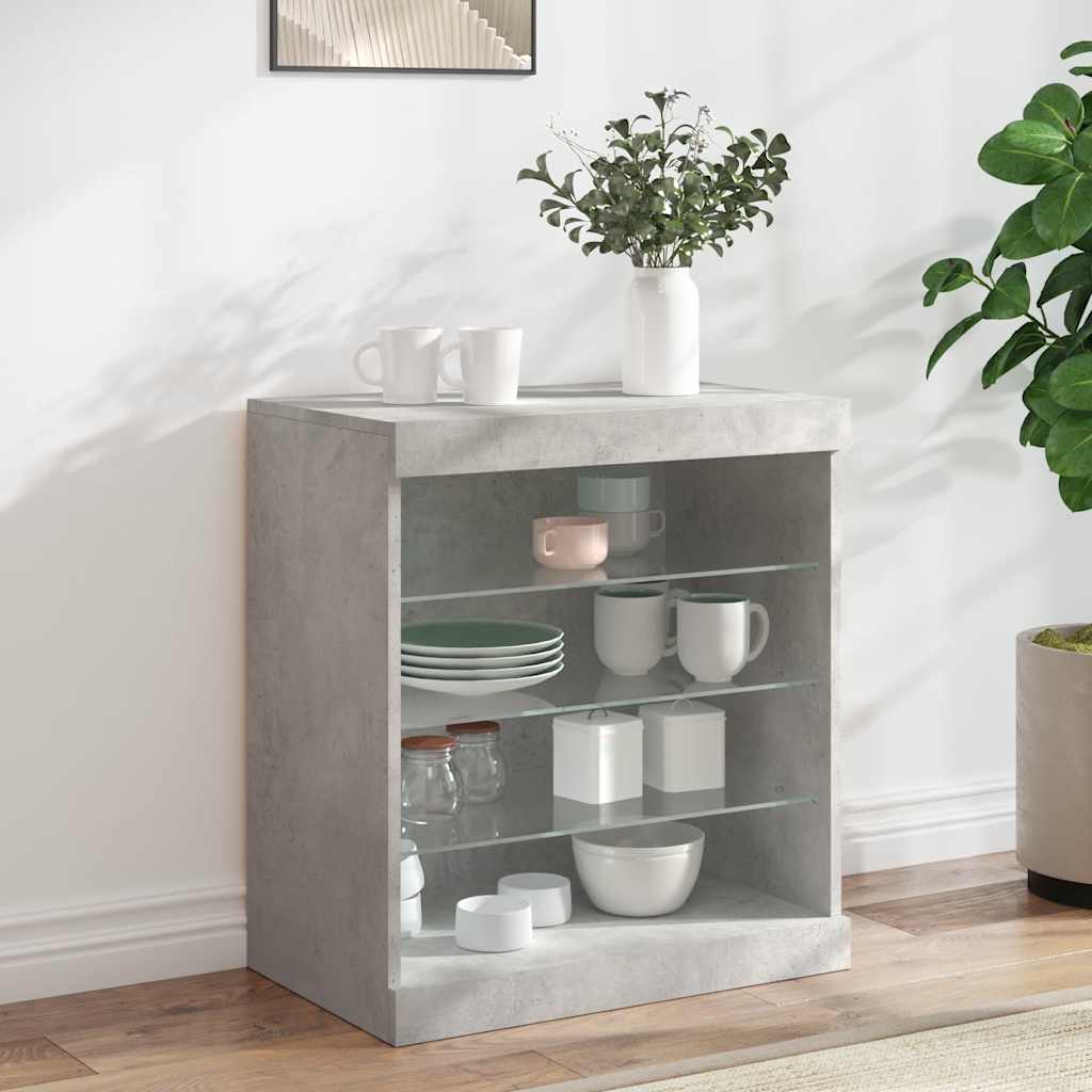 Sideboard with LED Lights 60,5x37x67 cm Concrete grey