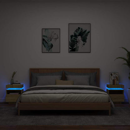 Bedside Cabinet with LED Lights 40x39x48,5 cm Sonoma oak 2