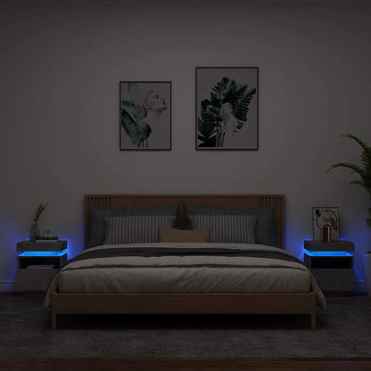 Bedside Cabinet with LED Lights 40x39x48,5 cm Concrete grey 2