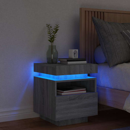 Bedside Cabinet with LED Lights 40x39x48,5 cm Grey sonoma 1