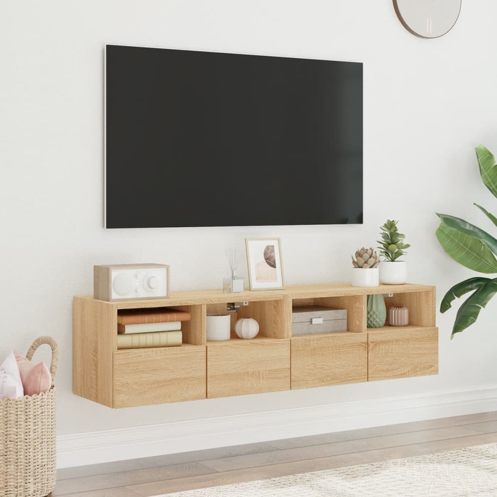 TV Wall Cabinets 60x30x30 cm Engineered Wood 2 pcs Sonoma oak