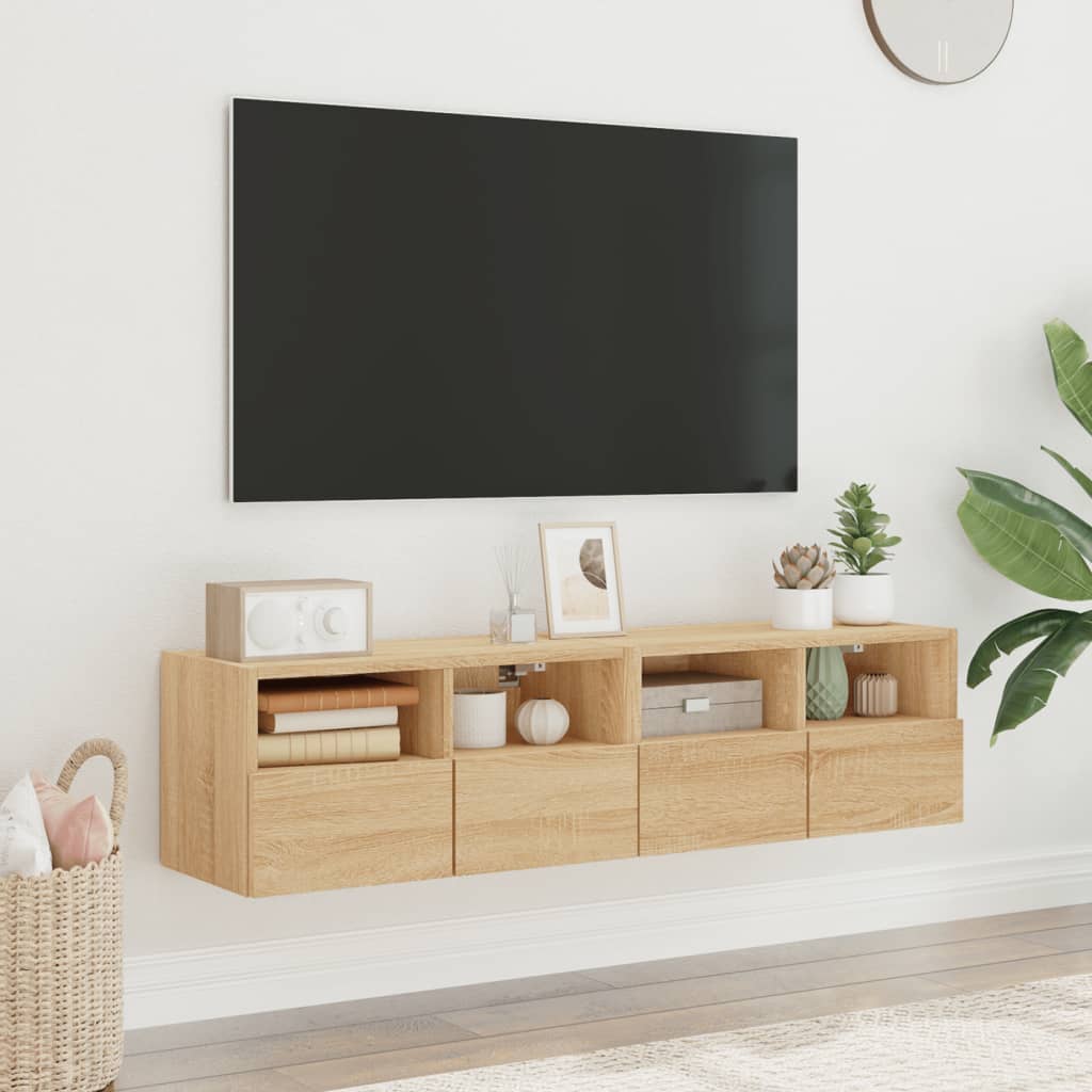TV Wall Cabinets 60x30x30 cm Engineered Wood 2 pcs Sonoma oak
