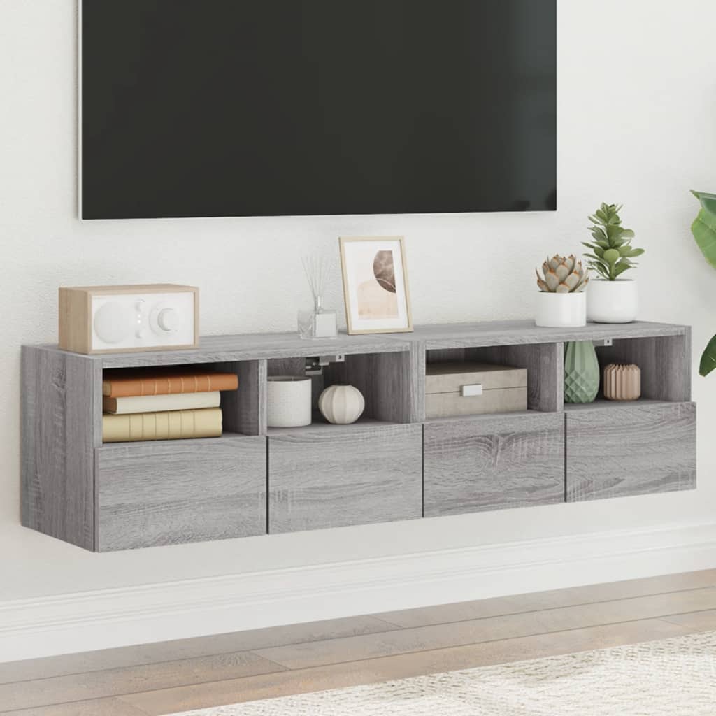 TV Wall Cabinets 60x30x30 cm Engineered Wood 2 pcs Grey sonoma