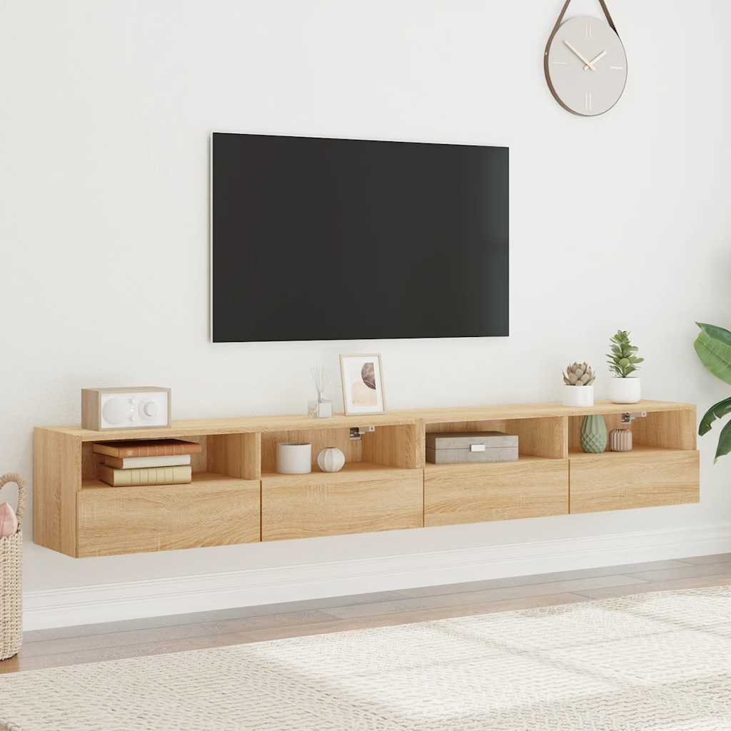 vidaXL TV Wall Cabinets 2 pcs Sonoma Oak 100x30x30 cm Engineered Wood 3