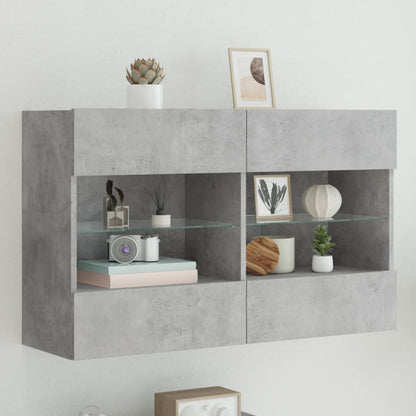 TV Wall Cabinet with LED Lights 98.5x30x60.5 cm Concrete grey