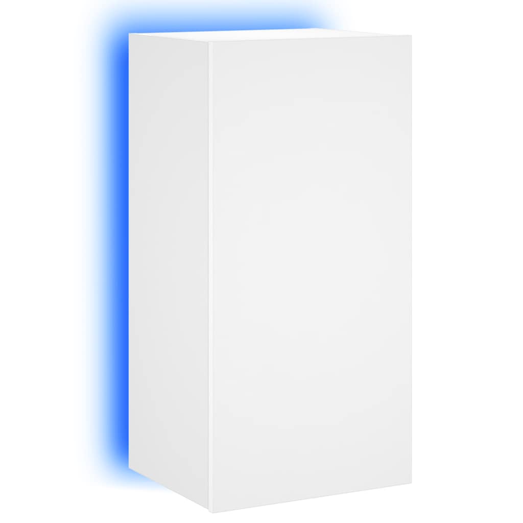 TV Wall Cabinet with LED Lights Width 40.5 cm White