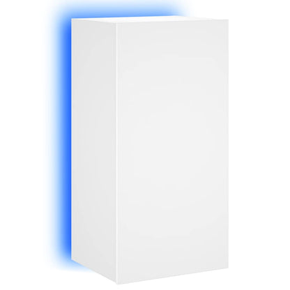 TV Wall Cabinet with LED Lights Width 40.5 cm White