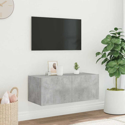 TV Wall Cabinet with LED Lights Width 80 cm Concrete grey 31 cm