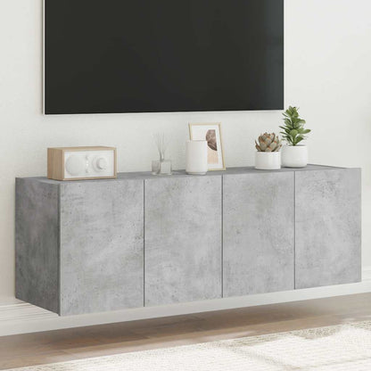 TV Wall Cabinets with LED Lights 2 pcs Width 60 cm Concrete grey