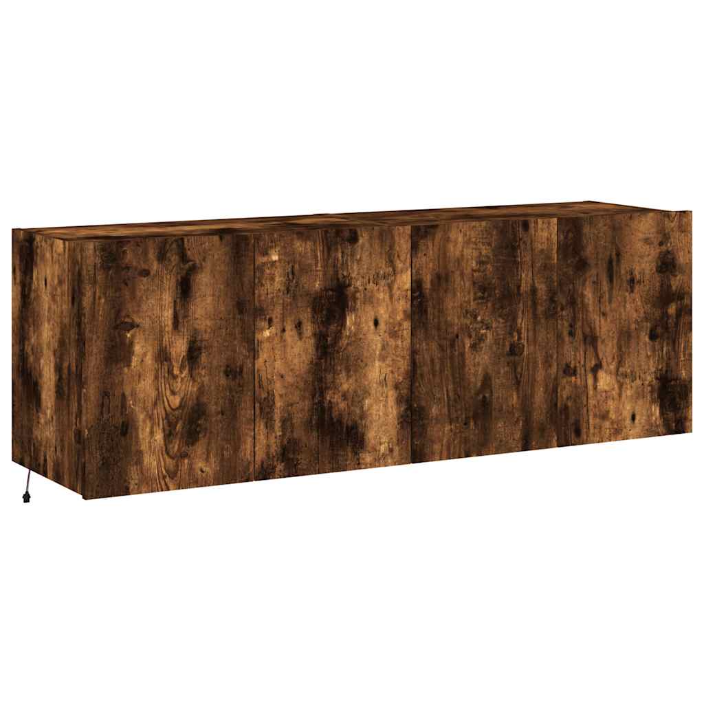 TV Wall Cabinets with LED Lights 2 pcs Width 60 cm Smoked oak