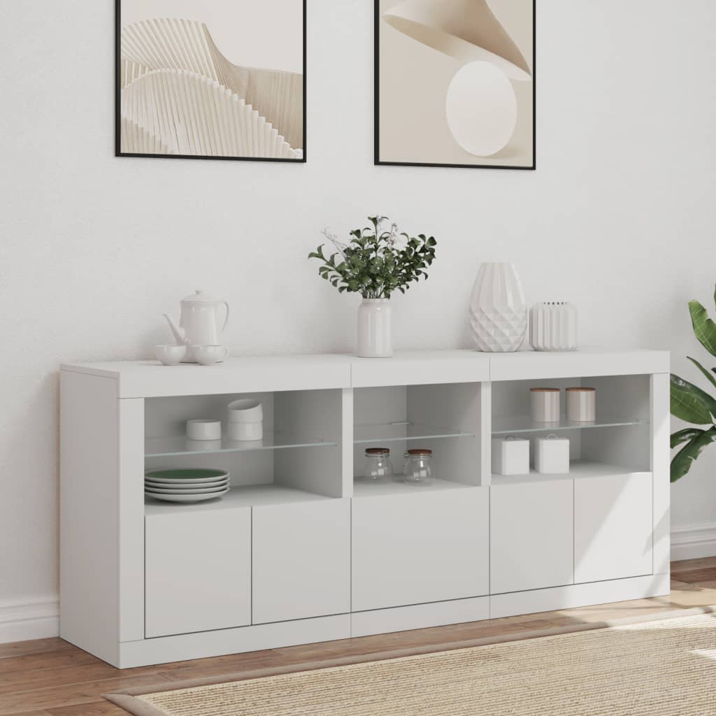 vidaXL Sideboard with LED Lights White 162x37x67 cm 3