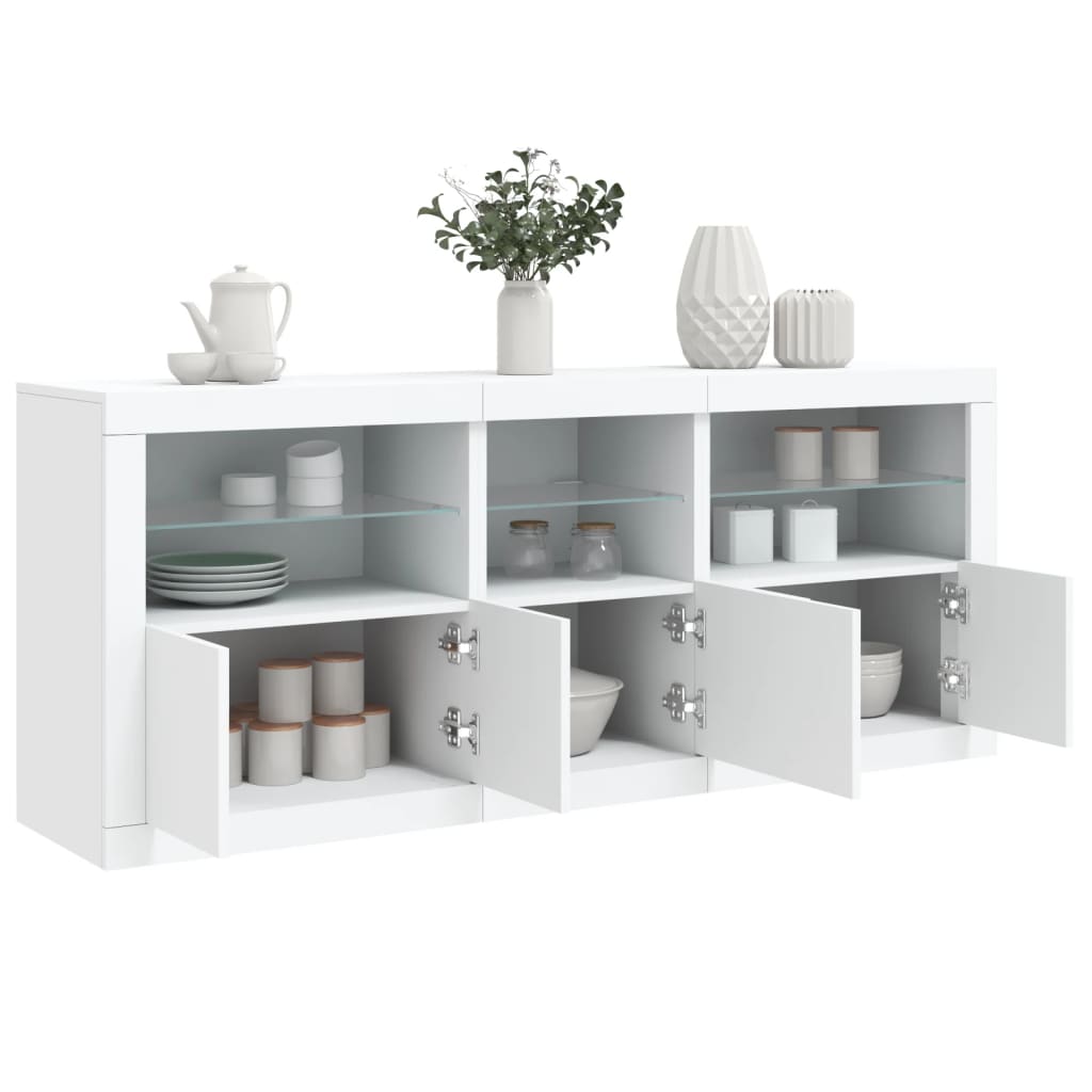 vidaXL Sideboard with LED Lights White 162x37x67 cm 4