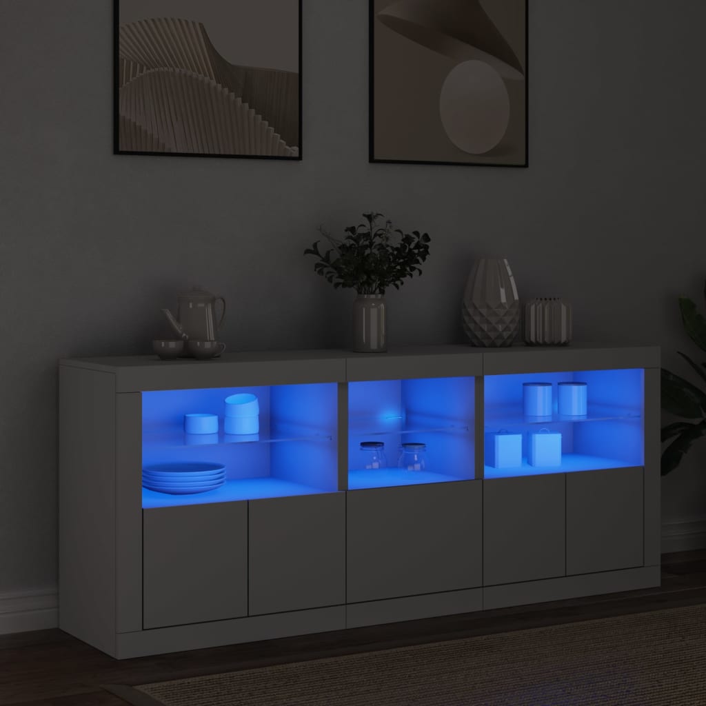 vidaXL Sideboard with LED Lights White 162x37x67 cm 1