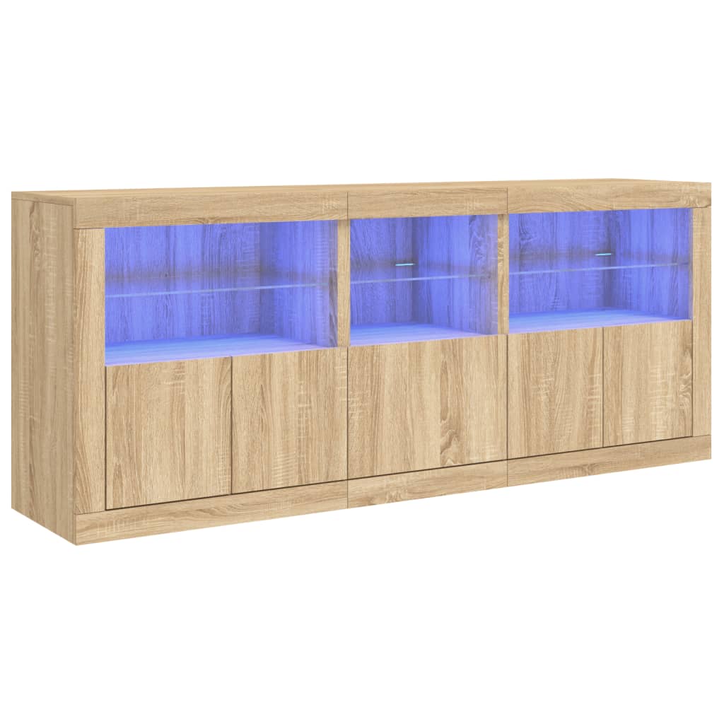 vidaXL Sideboard with LED Lights Sonoma Oak 162x37x67 cm 2