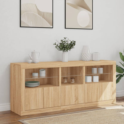 vidaXL Sideboard with LED Lights Sonoma Oak 162x37x67 cm 3
