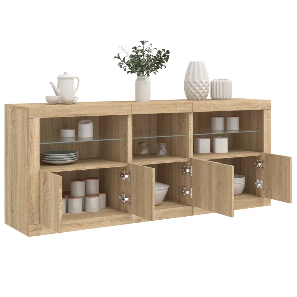 vidaXL Sideboard with LED Lights Sonoma Oak 162x37x67 cm 4