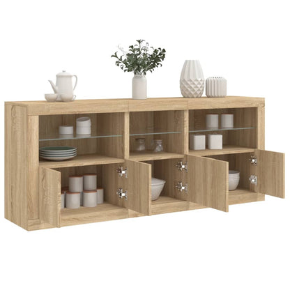 vidaXL Sideboard with LED Lights Sonoma Oak 162x37x67 cm 4