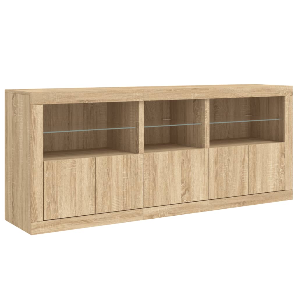 vidaXL Sideboard with LED Lights Sonoma Oak 162x37x67 cm 5