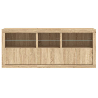 vidaXL Sideboard with LED Lights Sonoma Oak 162x37x67 cm 6