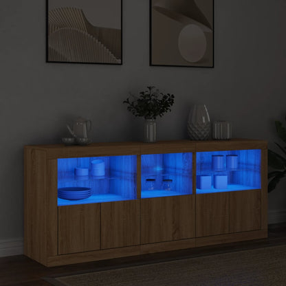 vidaXL Sideboard with LED Lights Sonoma Oak 162x37x67 cm 1