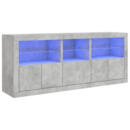 vidaXL Sideboard with LED Lights Concrete Grey 162x37x67 cm 2