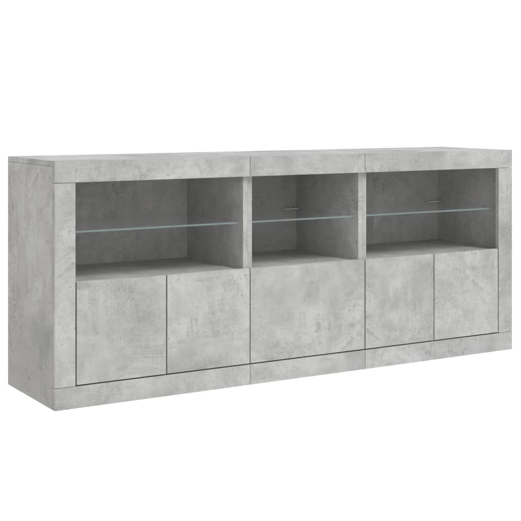 vidaXL Sideboard with LED Lights Concrete Grey 162x37x67 cm 5