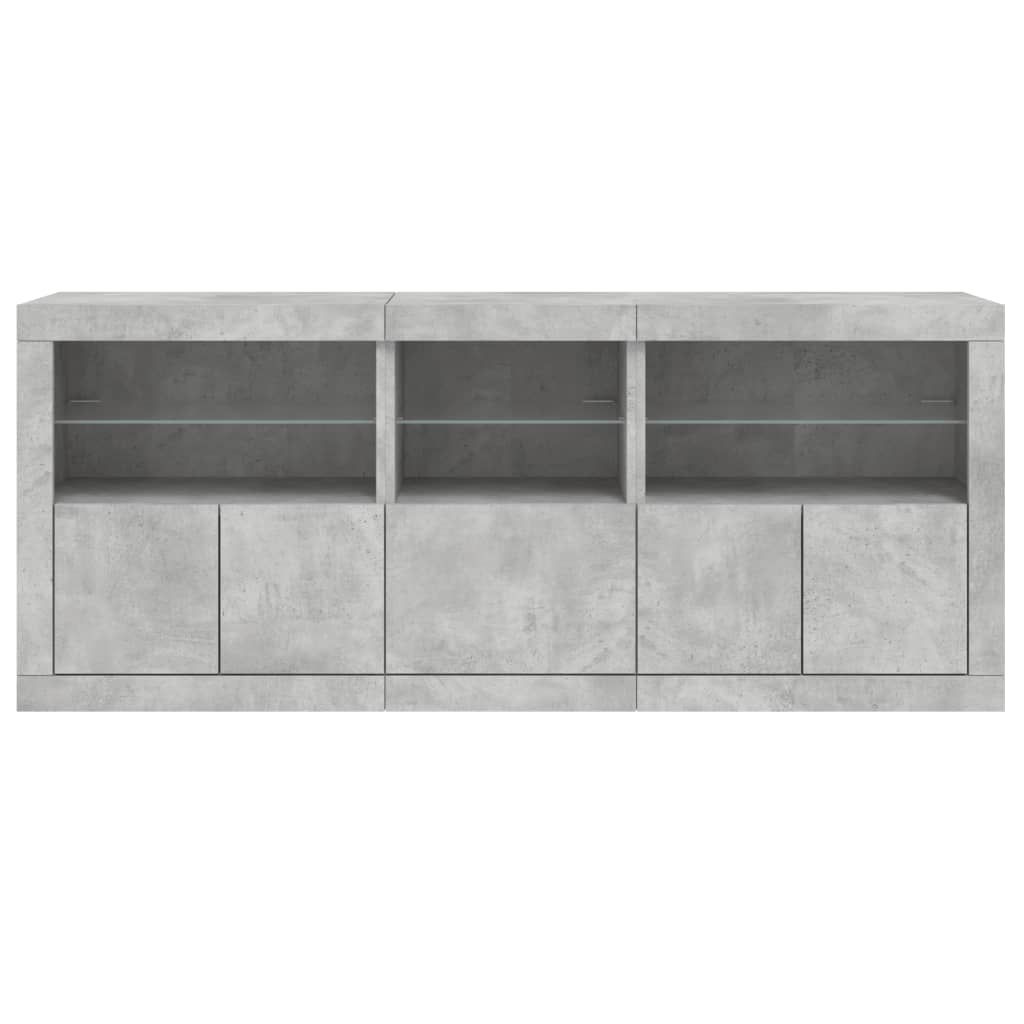 vidaXL Sideboard with LED Lights Concrete Grey 162x37x67 cm 6