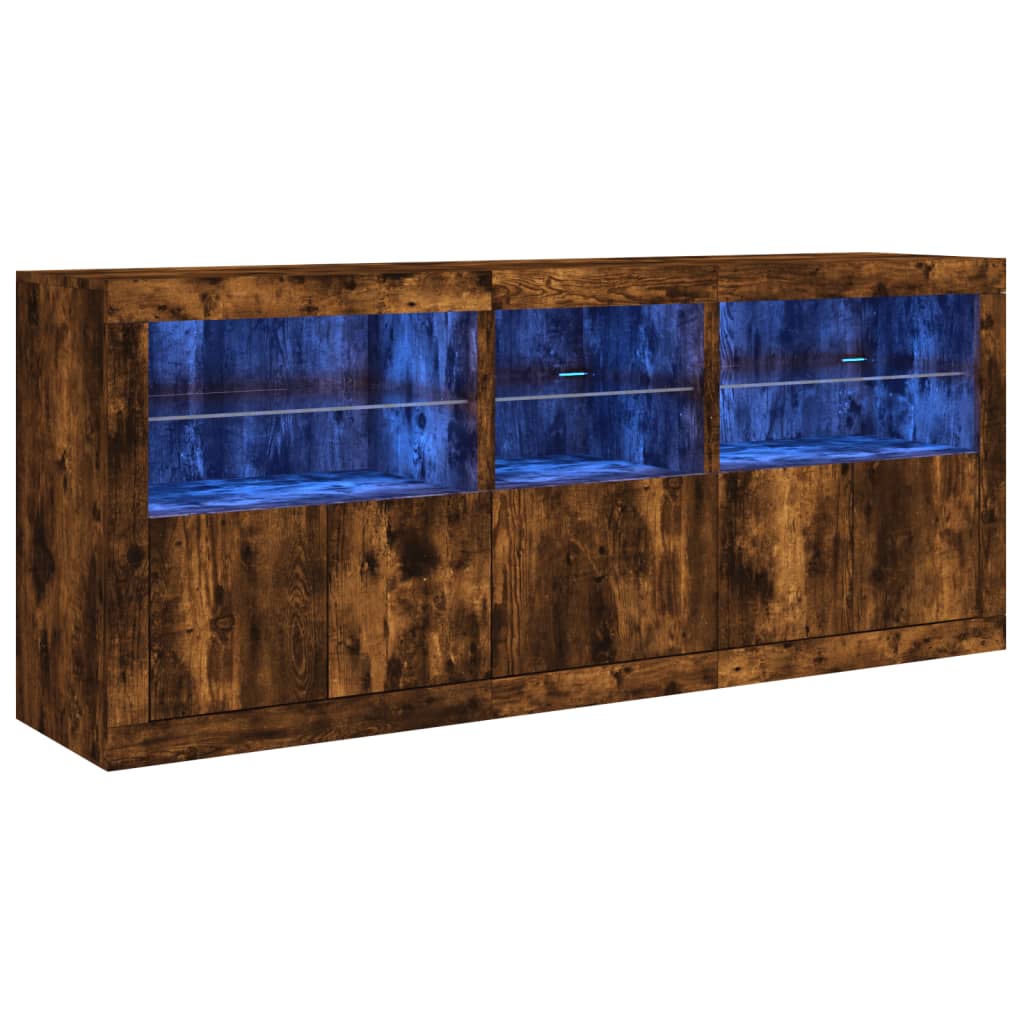 Sideboard with LED Lights 162x37x67 cm Smoked oak