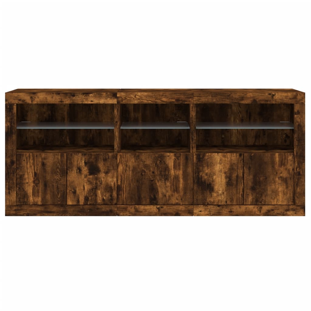 vidaXL Sideboard with LED Lights Smoked Oak 162x37x67 cm 5