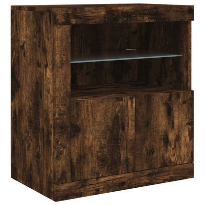 vidaXL Sideboard with LED Lights Smoked Oak 162x37x67 cm 6