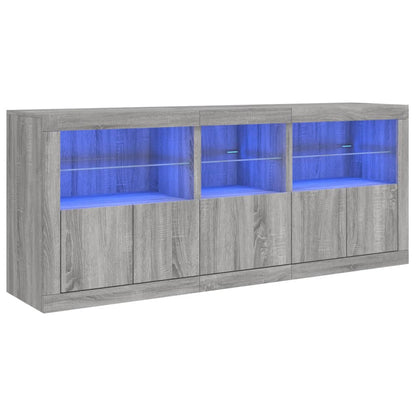 vidaXL Sideboard with LED Lights Grey Sonoma 162x37x67 cm 4