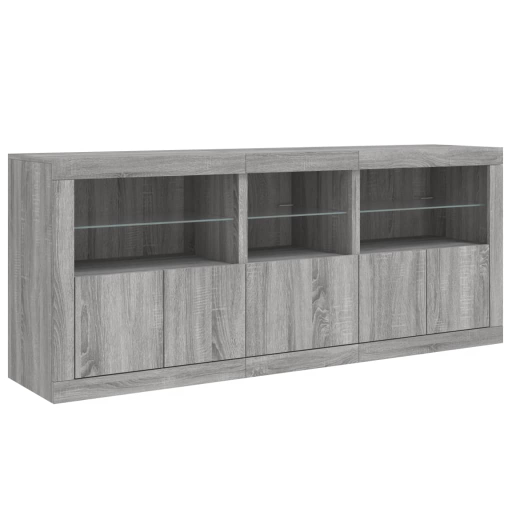 vidaXL Sideboard with LED Lights Grey Sonoma 162x37x67 cm 5