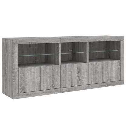 vidaXL Sideboard with LED Lights Grey Sonoma 162x37x67 cm 5