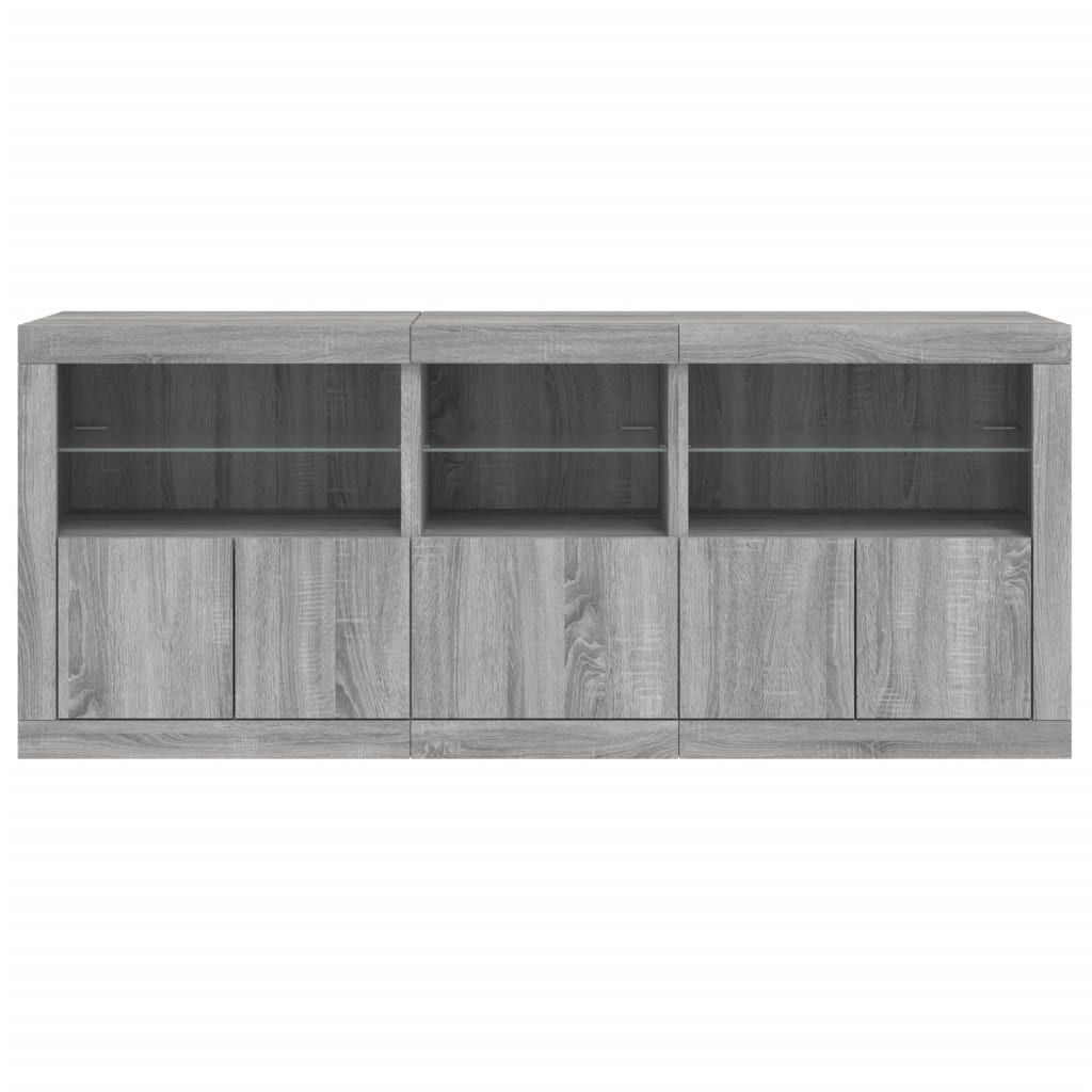 vidaXL Sideboard with LED Lights Grey Sonoma 162x37x67 cm 6