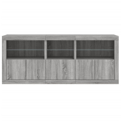 vidaXL Sideboard with LED Lights Grey Sonoma 162x37x67 cm 6