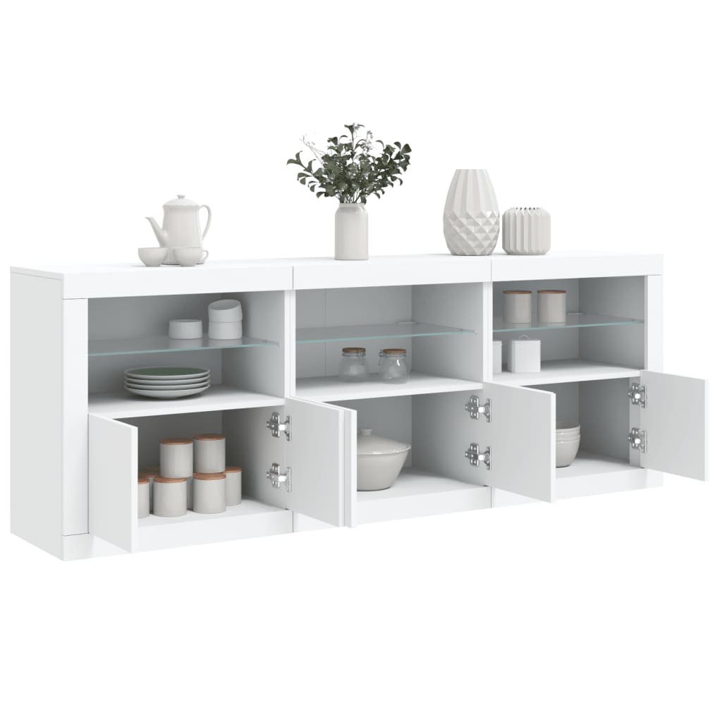 vidaXL Sideboard with LED Lights White 181.5x37x67 cm 4