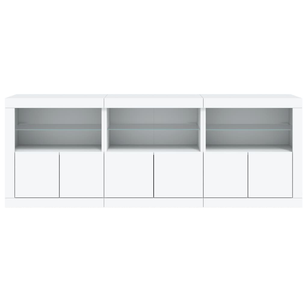 vidaXL Sideboard with LED Lights White 181.5x37x67 cm 6