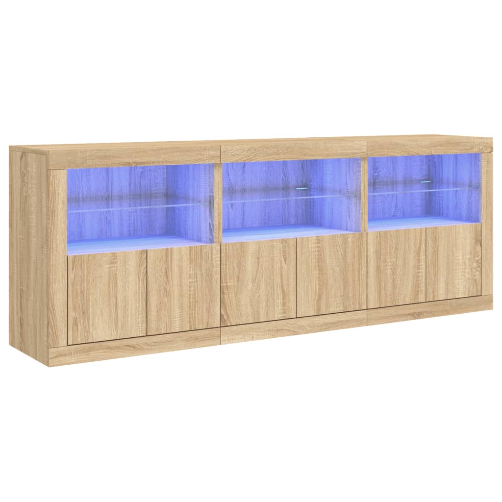 vidaXL Sideboard with LED Lights Sonoma Oak 181.5x37x67 cm 2