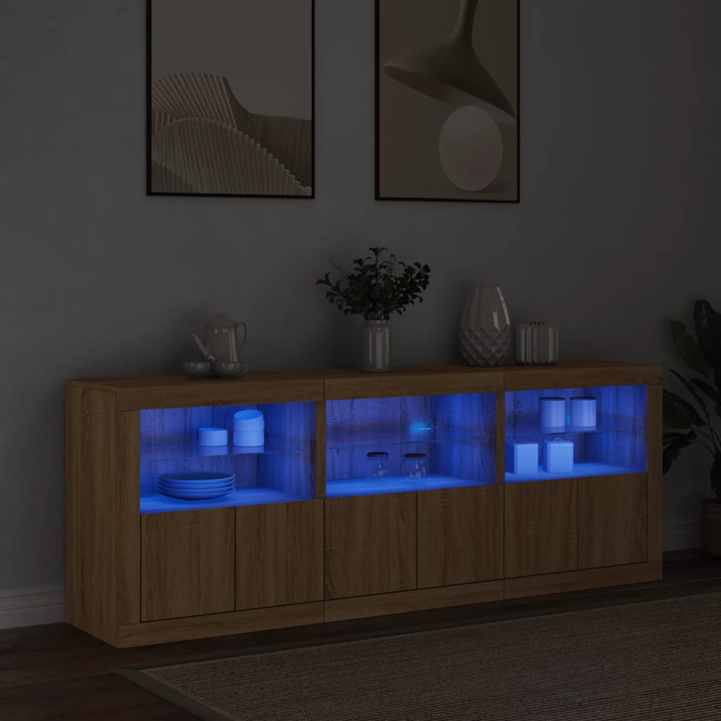 vidaXL Sideboard with LED Lights Sonoma Oak 181.5x37x67 cm 3