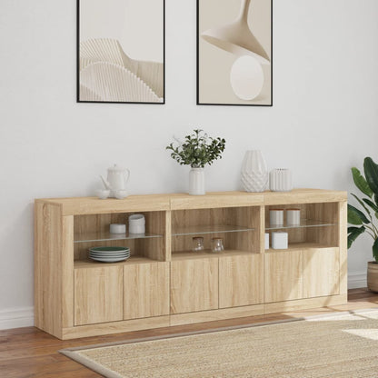vidaXL Sideboard with LED Lights Sonoma Oak 181.5x37x67 cm 4