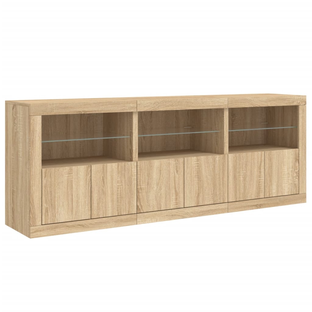 vidaXL Sideboard with LED Lights Sonoma Oak 181.5x37x67 cm 5