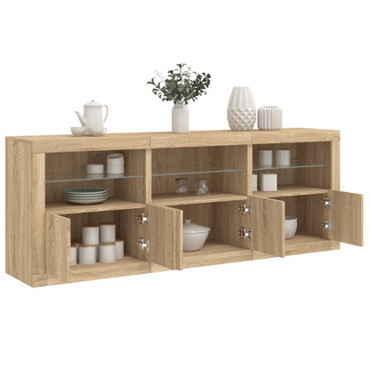 vidaXL Sideboard with LED Lights Sonoma Oak 181.5x37x67 cm 1