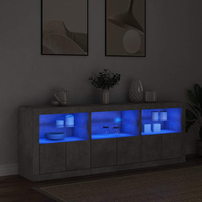 vidaXL Sideboard with LED Lights Concrete Grey 181.5x37x67 cm 3