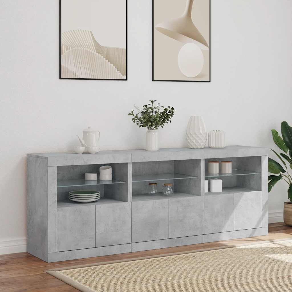 vidaXL Sideboard with LED Lights Concrete Grey 181.5x37x67 cm 4