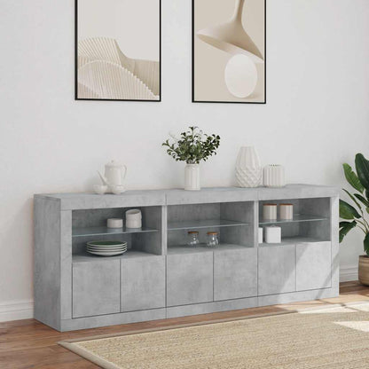 vidaXL Sideboard with LED Lights Concrete Grey 181.5x37x67 cm 4