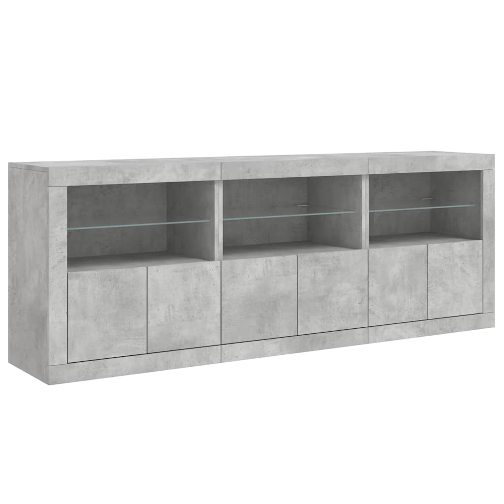 vidaXL Sideboard with LED Lights Concrete Grey 181.5x37x67 cm 5