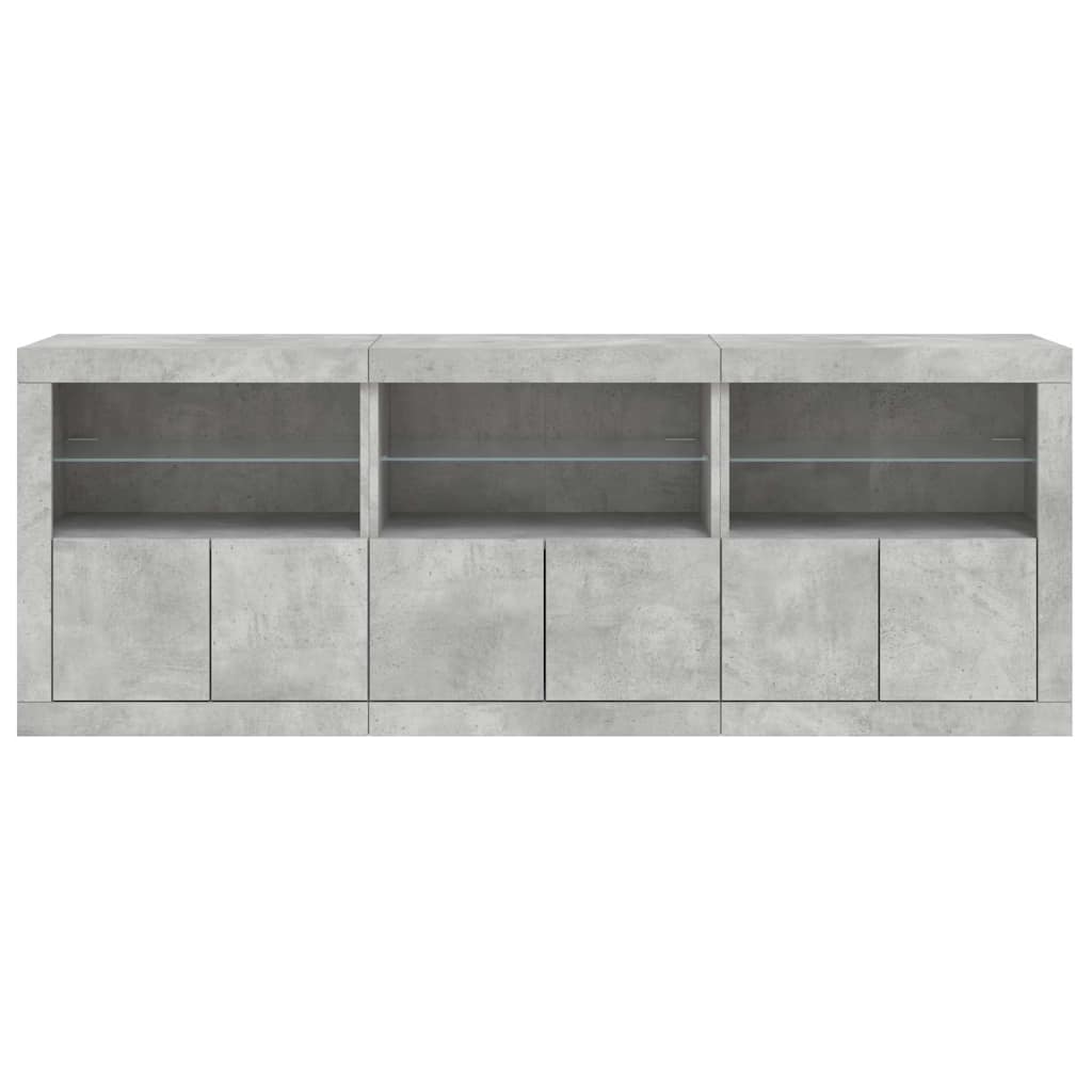 vidaXL Sideboard with LED Lights Concrete Grey 181.5x37x67 cm 6