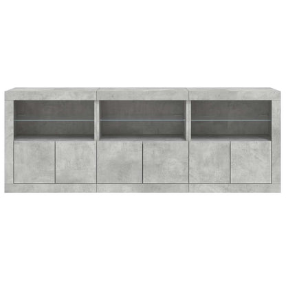 vidaXL Sideboard with LED Lights Concrete Grey 181.5x37x67 cm 6